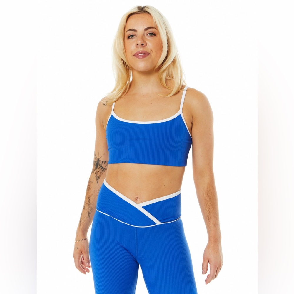 NWT M Year of Ours ribbed two tone veronica legging & bralette sports bra set